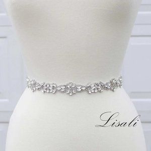 Rhinestone bridal belt with clasp, size 28
